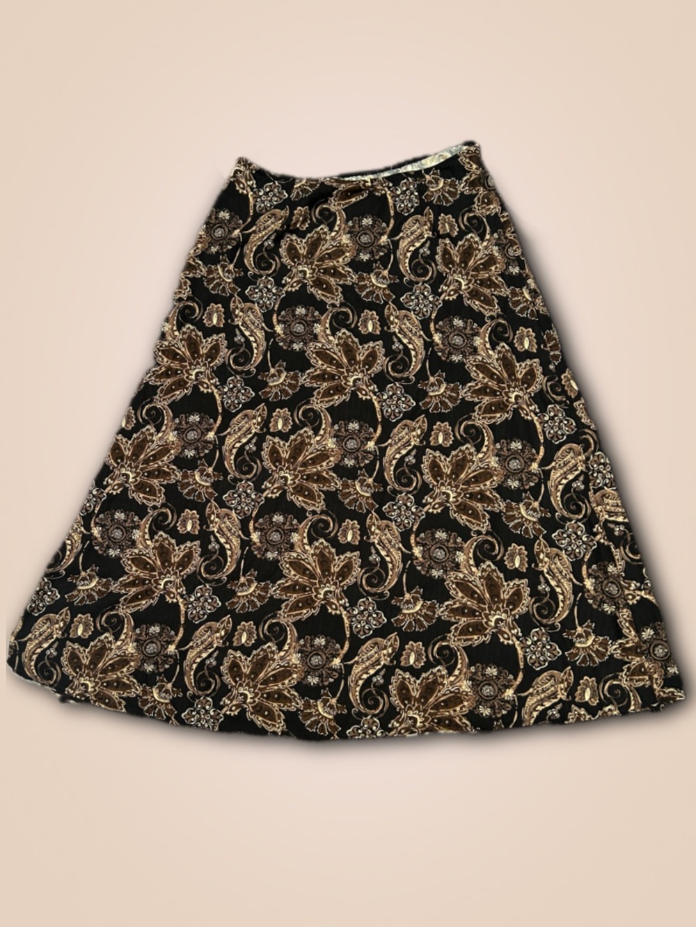 Croft&Barrow Black and Brown Floral Pasilsly Aline Skirt